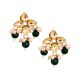 Floral Teardrop Cluster Earrings Pair with Green & Peach Beads